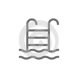 Swimming pool ladder line icon.