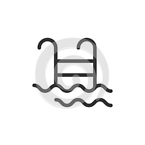 Swimming pool ladder line vector icon isolated on white
