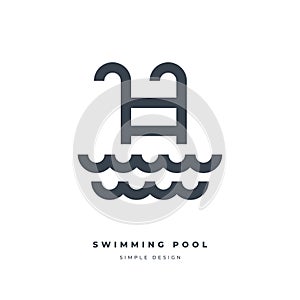 Swimming pool ladder thin line icon.