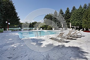 Swimming pool with lake view