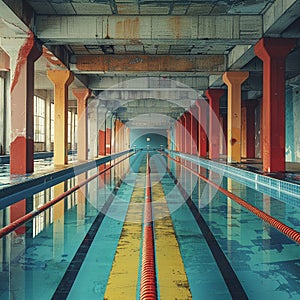 Swimming pool lanes ready for a race