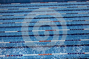 Swimming pool with lanes for swimming competitions