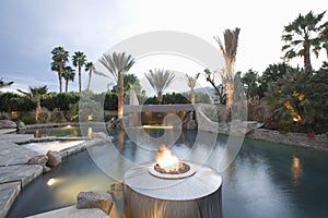 Swimming Pool With Live Flame Heater
