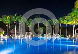 Swimming pool at a luxury Caribbean, tropical resort