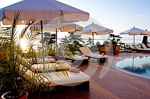 Swimming pool of luxury hotel photo