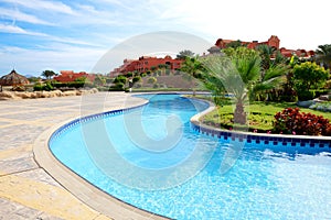 The swimming pool at luxury hotel