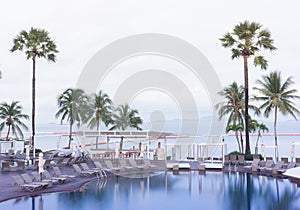 Swimming pool Luxury hotel in Pattaya, Thailand. Summer beach vacation