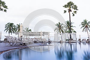 Swimming pool. Luxury hotel in Pattaya, Thailand. Summer beach vacation