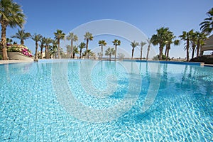 Swimming pool in a luxury tropical hotel resort