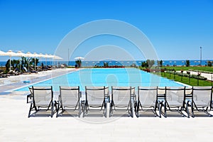 Swimming pool at modern luxury hotel