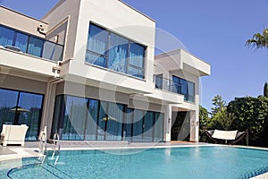 Swimming pool at the modern luxury resort villa, Belek, Turkey