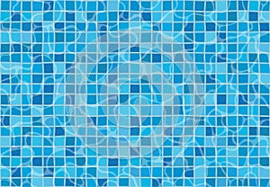Swimming pool with mosaic tiles. Texture of water surface. Seamless pattern.