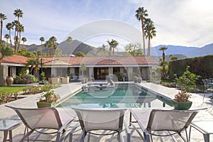 Swimming pool outside luxurious country house