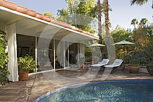 Swimming Pool Outside Modern Home