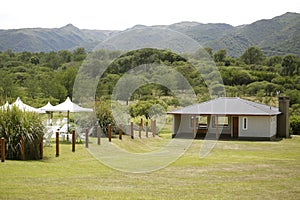 Swimming pool. Recreation, relaxation, vacations, tourism, peace. Nature and mountains. Landscape of CÃ³rdoba, Argentine.