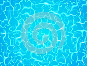 Swimming pool rippled with sun reflection. Water surface background. Realistic swimming pool top view. Summer background