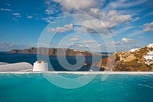 Swimming pool in Santorini