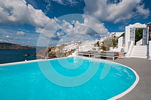 Swimming pool in Santorini