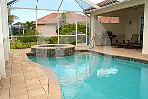 Swimming pool and sitting area