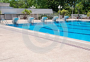 Swimming pool and starting places at sport center