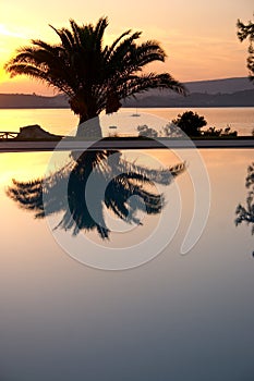 Swimming pool sunset