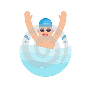 Swimming in the pool, Swimmer concept, vector illustration.