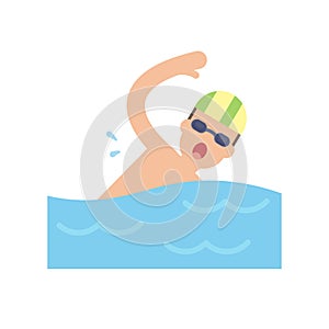 Swimming in the pool, Swimmer concept, vector illustration.