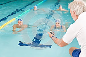 Swimming pool - swimmer training competition