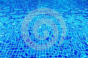 Swimming Pool Texture Background with Blue Ripple Water in Summer