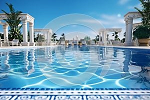 Swimming pool in touristic resort during summer time 1696419234797 2