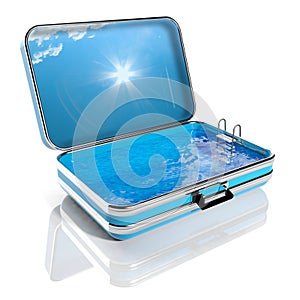 Swimming pool in a travel suitcase