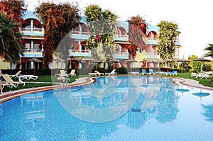 Swimming pool at a tropical resort