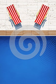 Swimming pool with two beach chairs