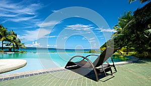 Swimming pool vacation resort with recliner in Boracay