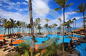 Swimming pool on Waikiki beach, Hawaii