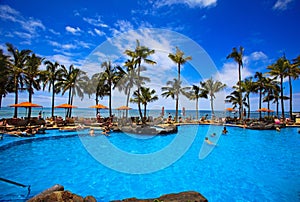 Swimming pool on Waikiki beach, Hawaii