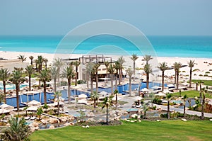 Swimming pools and beach at the luxury hotel