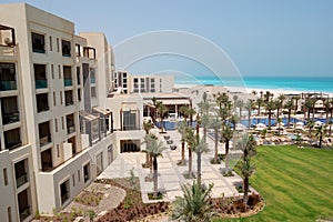 Swimming pools and beach at the luxury hotel