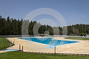 Swimming pools surrounded by forest