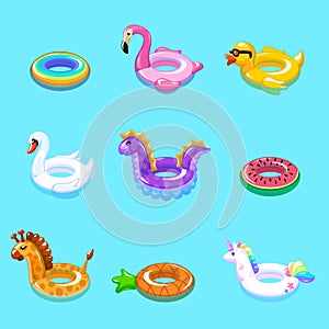 Swimming rings. Inflatable float buoy kid toys float ring lifebuoy rescue belt duck beach pool swim summer vacation