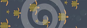 Swimming Sea Turtles Seamless Vector