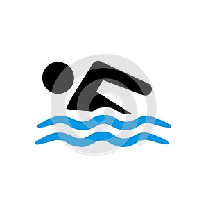 Swimming, sport icon. Swimming sign icon. Sea wave