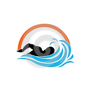 Swimming sport logo ilustration vector design template