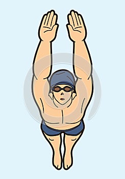 Swimming Sport Swimmer Action Cartoon Graphic Vector