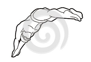 Swimming Sport Swimmer Action Cartoon Graphic Vector