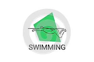 swimming sport vector line icon. An athlete is taking part in a swimming competition, sport pictogram,