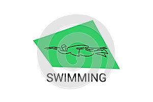 swimming sport vector line icon. An athlete is taking part in a swimming competition, sport pictogram,