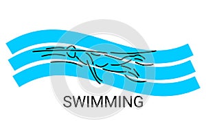 swimming sport vector line icon. An athlete is taking part in a swimming competition, sport pictogram,
