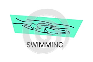 swimming sport vector line icon. An athlete is taking part in a swimming competition, sport pictogram,