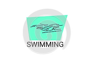 swimming sport vector line icon. An athlete is taking part in a swimming competition, sport pictogram,